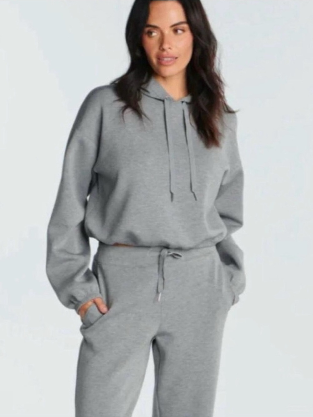 Spanx Air Essential Grey Cropped Hoodie Size Medium